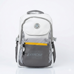 Sporty Laptop Backpack – Grey & White Travel Bag
