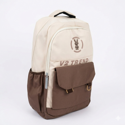 Stylish Brown Cream Backpack for Men & Women – 34L Water Resistant College & Travel Laptop Bag (V2 Trend Design)