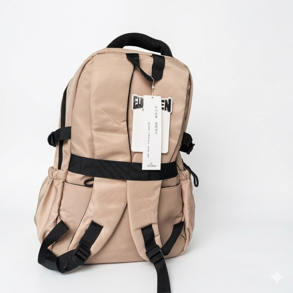 Beige Urban Backpack – Waterproof Multi-Compartment Laptop Bag (34L)