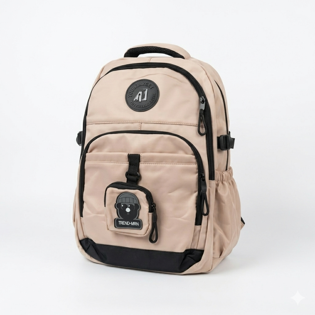 Beige Urban Backpack – Waterproof Multi-Compartment Laptop Bag (34L)
