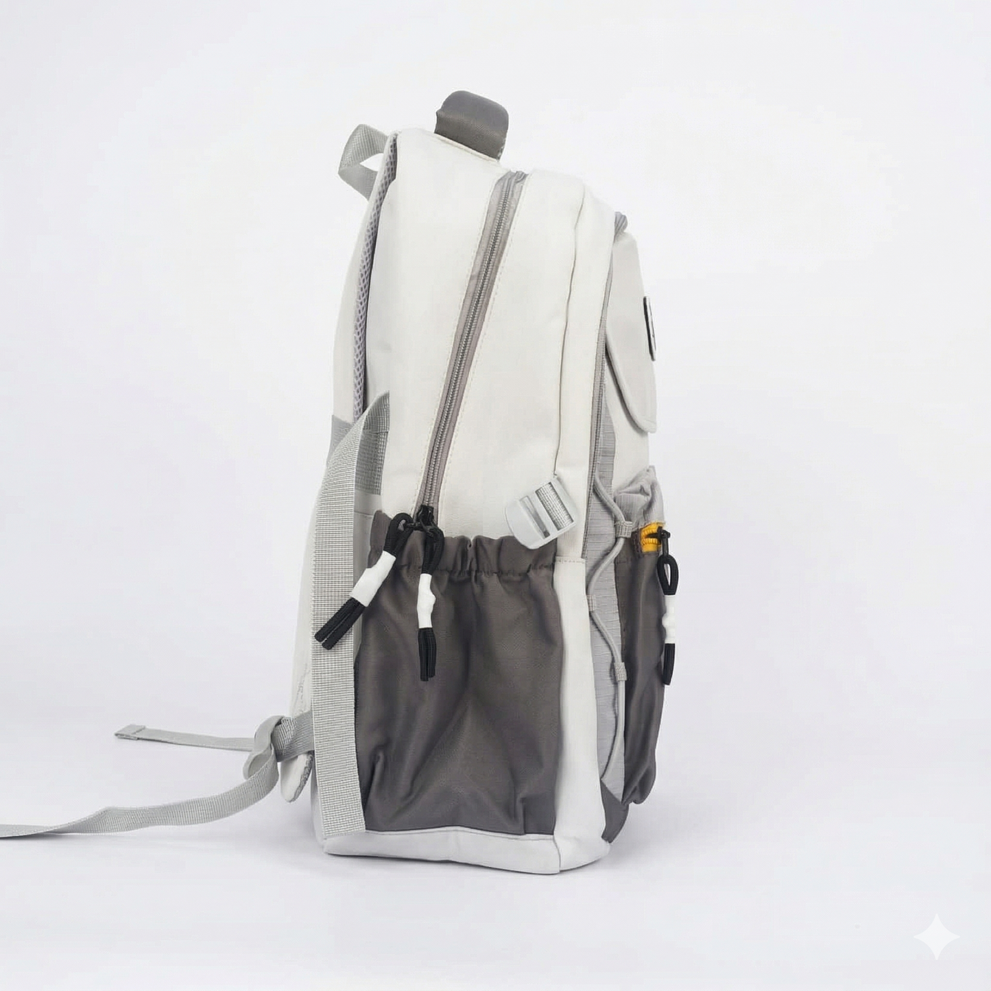 Sporty Laptop Backpack – Grey & White Travel Bag