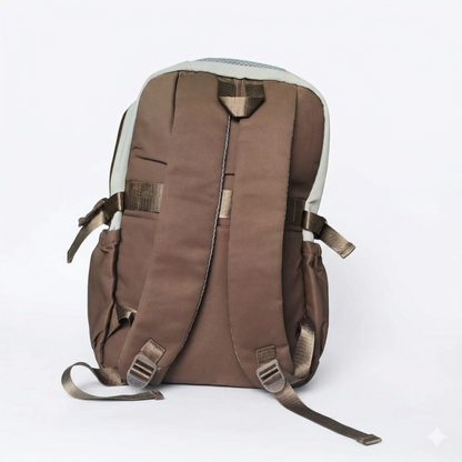 Minimal Everyday Backpack – Brown & Beige Multi Pocket Bag