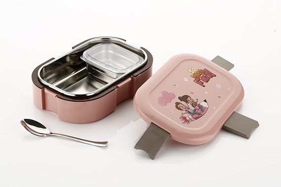 Stainless Steel Tiffin Lunch Box Container/Dabba with 4 Side Clip Lock Lid for Office, Kids School, Travel Food Grade Airtight | Easy to Carry Leakproof Compartment Insulated Meal Holder 1Piece