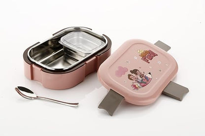 Stainless Steel Tiffin Lunch Box Container/Dabba with 4 Side Clip Lock Lid for Office, Kids School, Travel Food Grade Airtight | Easy to Carry Leakproof Compartment Insulated Meal Holder 1Piece