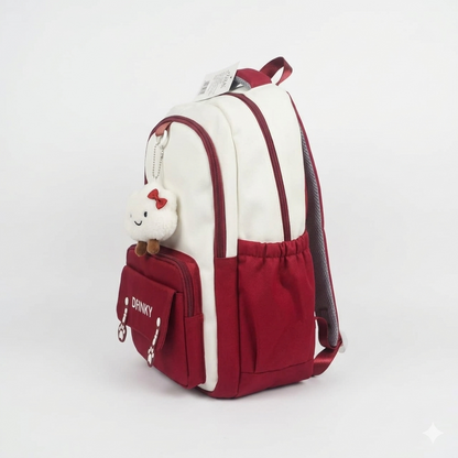 Cute Dream Backpack – Red & Beige Aesthetic School Bag