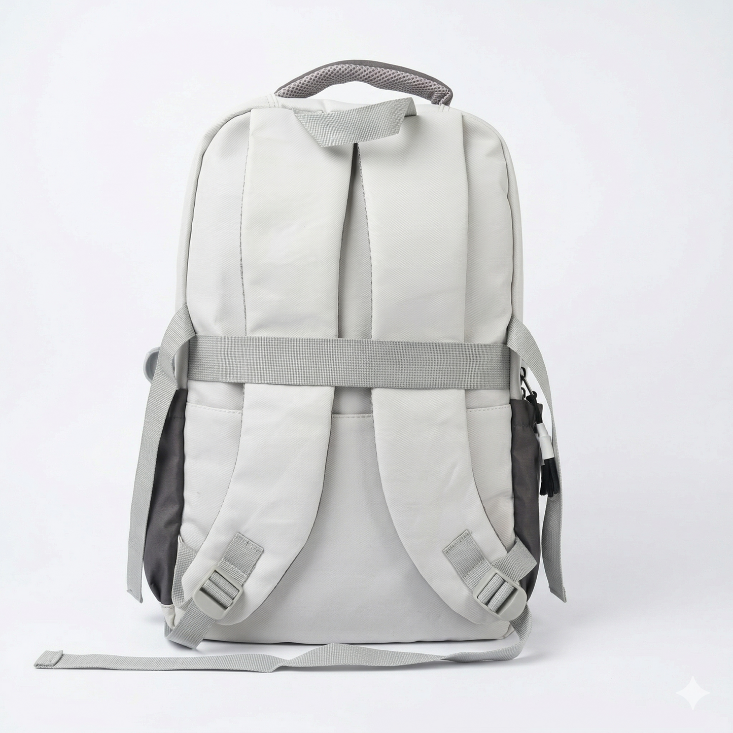 Sporty Laptop Backpack – Grey & White Travel Bag