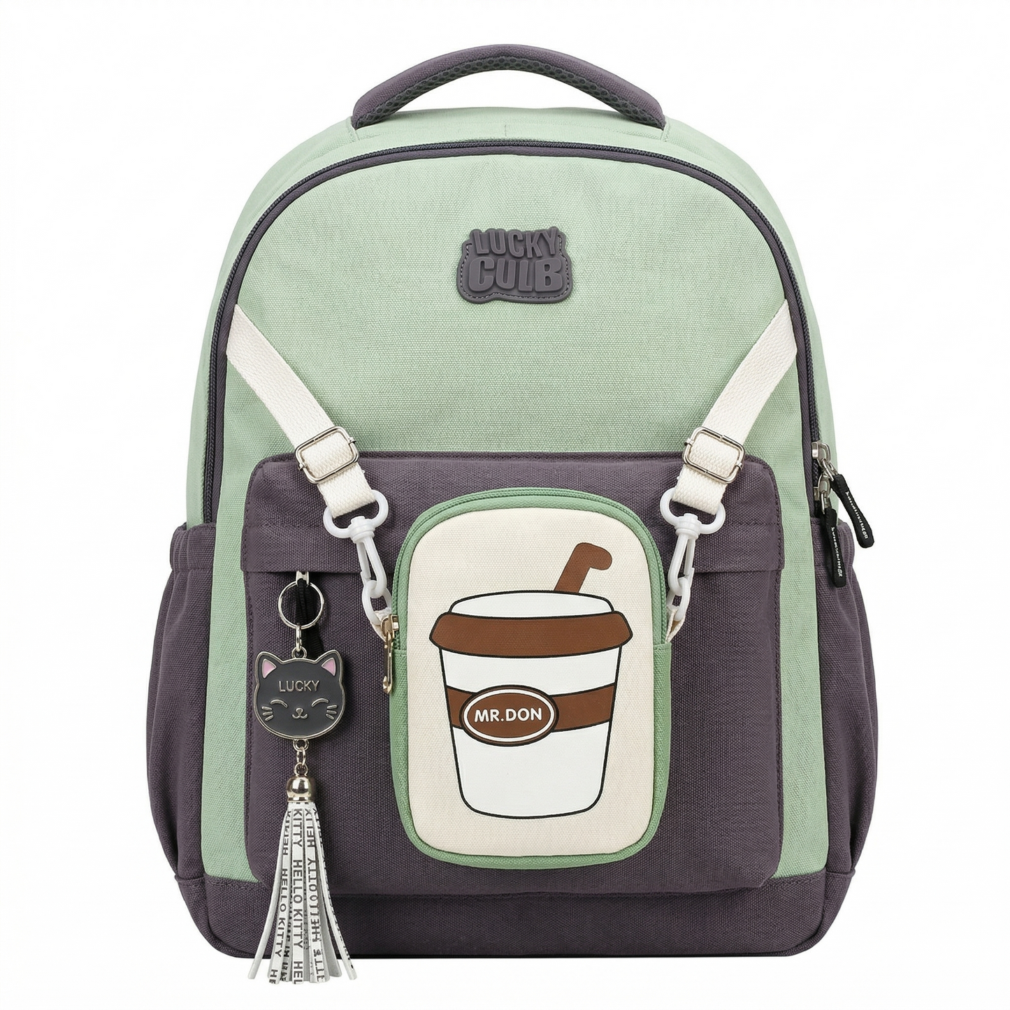 Cute Coffee Charm Backpack – Pink Aesthetic School & College Bag (Sponsor)
