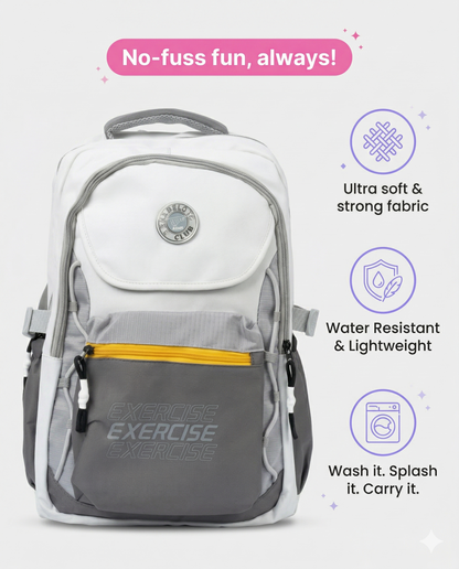 Sporty Laptop Backpack – Grey & White Travel Bag