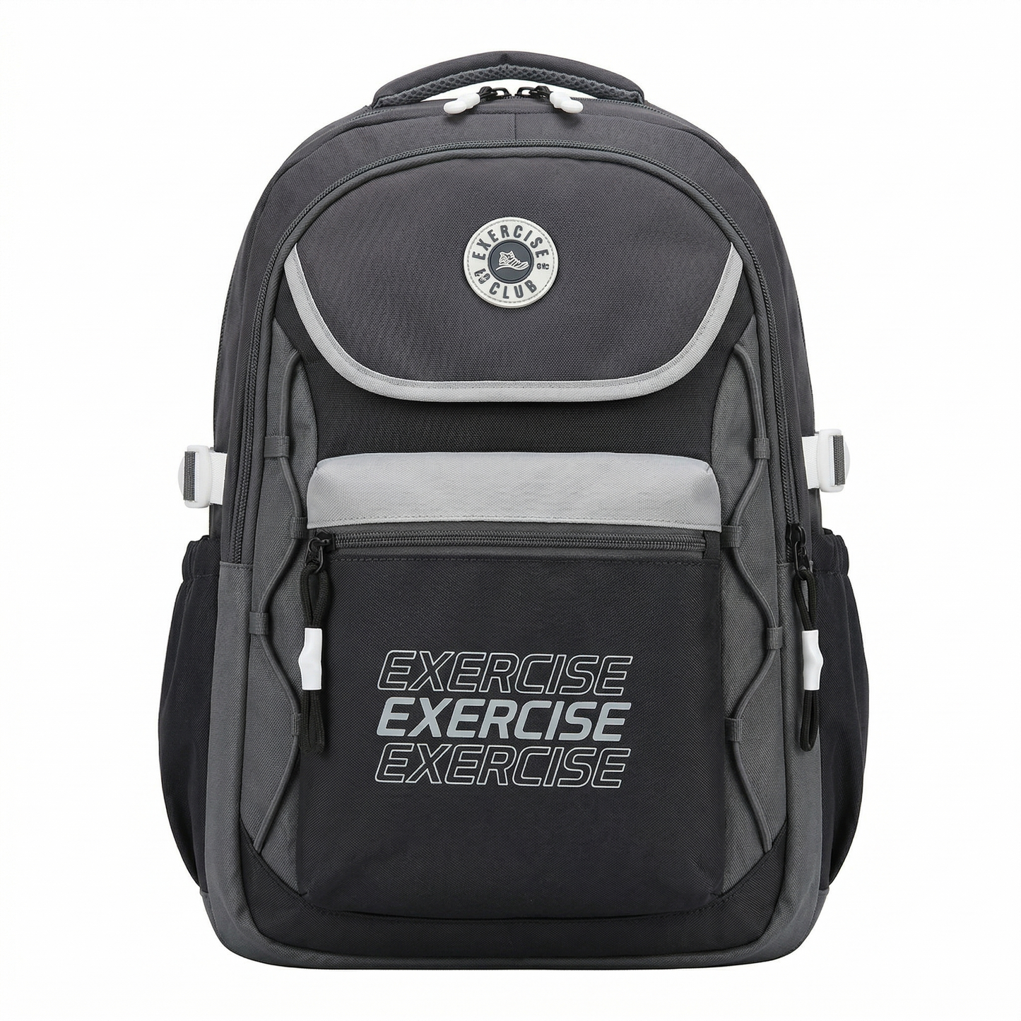 Sporty Laptop Backpack – Grey & White Travel Bag