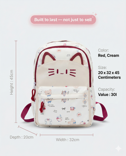 Cute Cat Kids Backpack – Lightweight School Bag