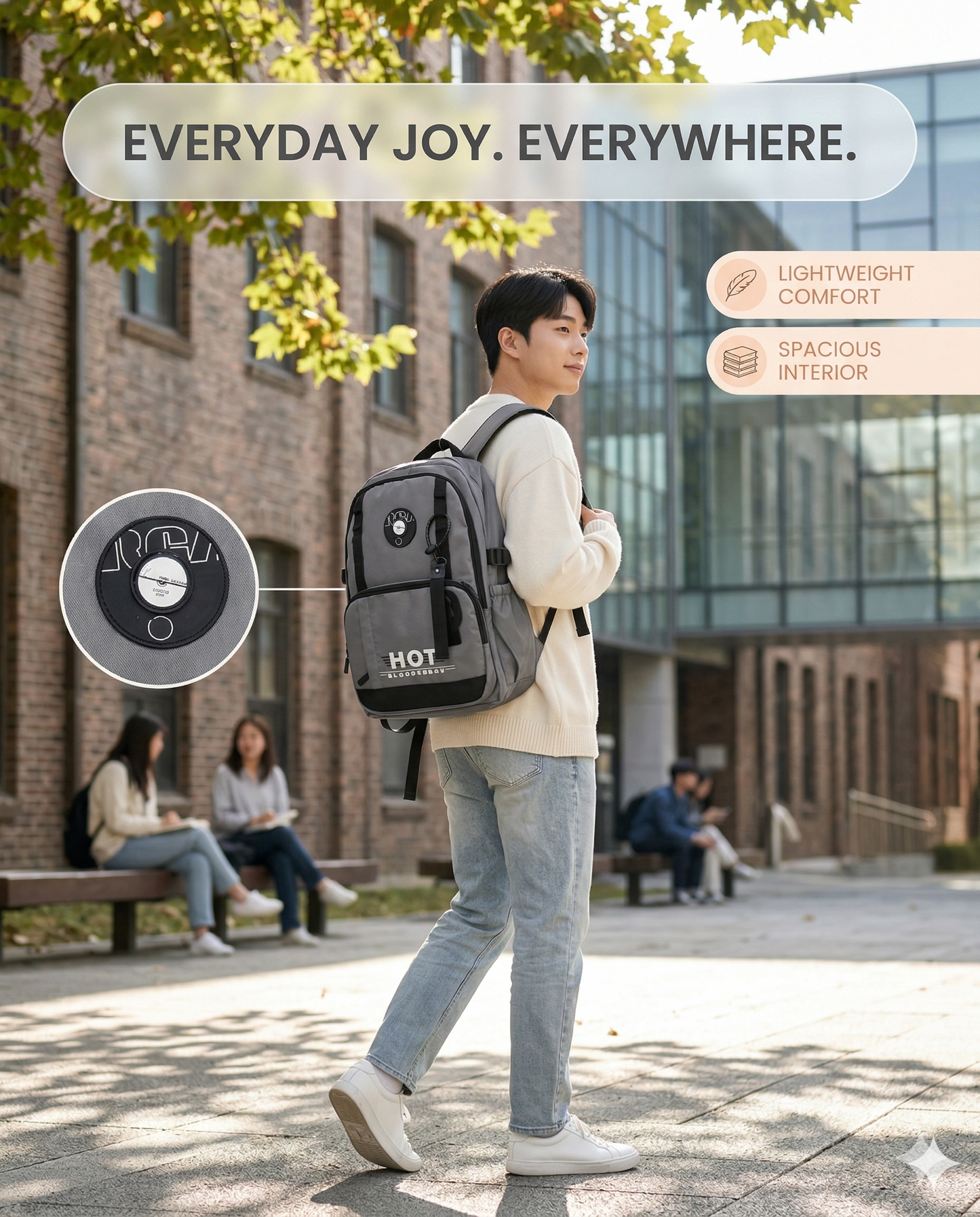 Urban Grey Backpack – Waterproof Multi-Compartment Laptop Bag (34L)