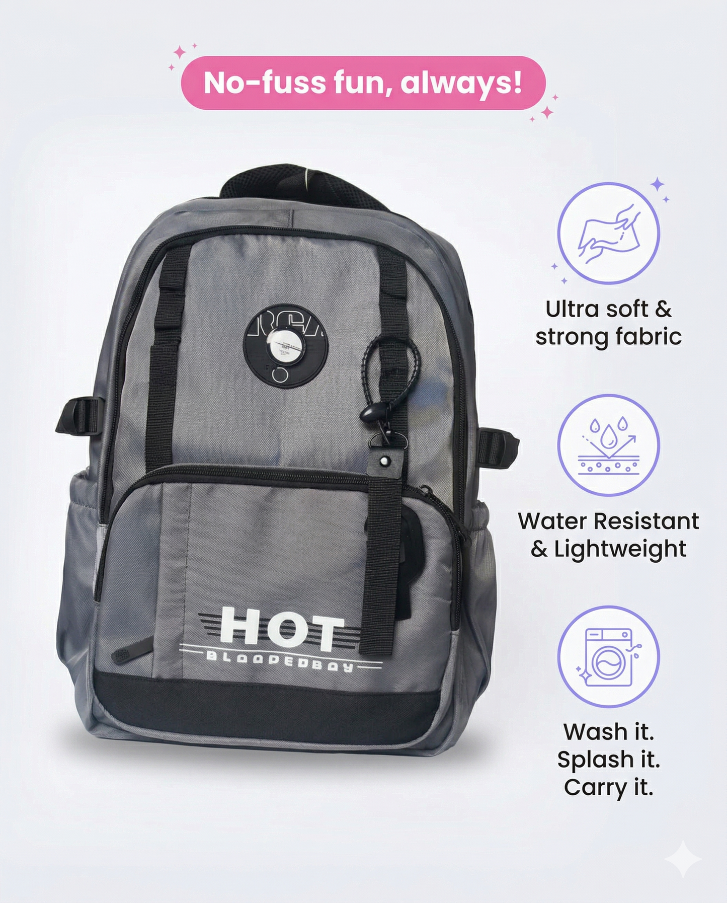 Urban Grey Backpack – Waterproof Multi-Compartment Laptop Bag (34L)
