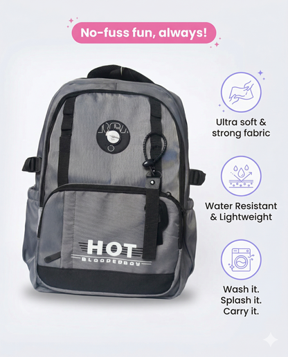 Urban Grey Backpack – Waterproof Multi-Compartment Laptop Bag (34L)