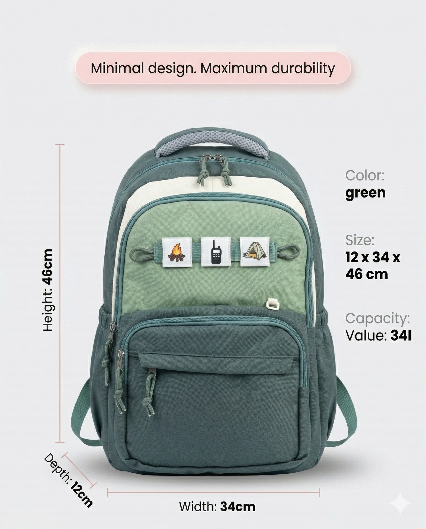 Minimal Travel Backpack for Men & Women – Waterproof Multi Pocket Laptop School Bag (30L)