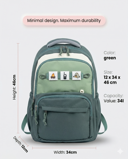 Minimal Travel Backpack for Men & Women – Waterproof Multi Pocket Laptop School Bag (30L)