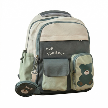 Cute Korean Bear Backpack for Kids & School – Waterproof Multi Pocket Laptop Bag (30L)