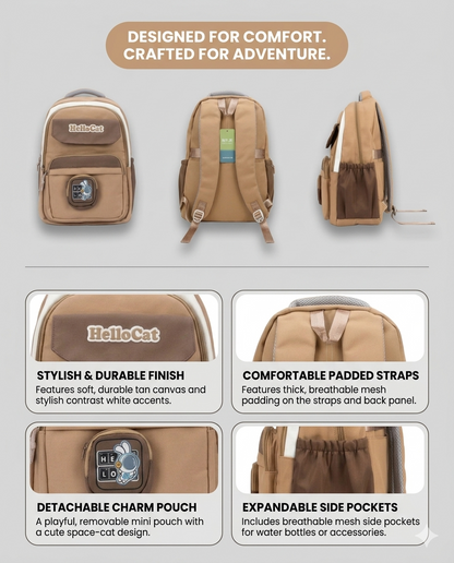 Premium Korean Aesthetic Backpack with Pouch – Water Resistant Laptop School & College Bag (34L)