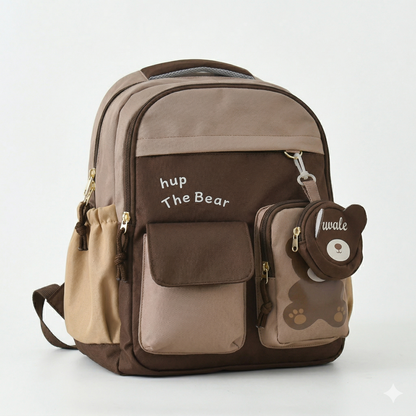 Cute Korean Bear Backpack for Kids & School – Waterproof Multi Pocket Laptop Bag (30L)