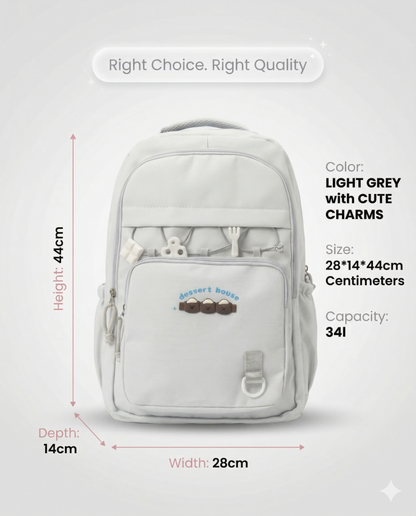 Cute Dessert Backpack – Lightweight Multi-Compartment School Bag (34L)