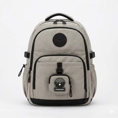 Beige Urban Backpack – Waterproof Multi-Compartment Laptop Bag (34L)