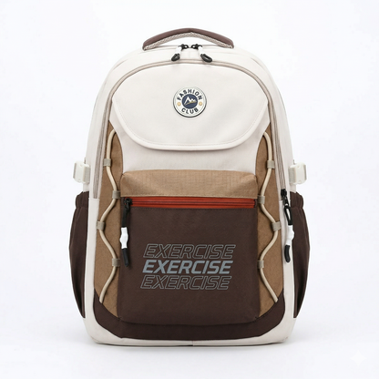 Sporty Laptop Backpack – Grey & White Travel Bag