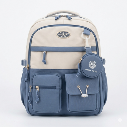 Minimal Everyday Backpack – Brown & Beige Multi Pocket Bag