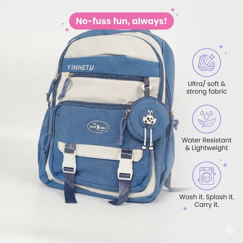 Stylish Multi-Compartment Backpack with Pouch – Water Resistant Daily Bag (34L)